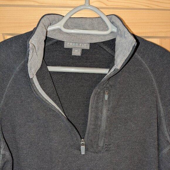 Free Fly 1/4 Zip Pullover Mens Medium Charcoal Gray Stretch Performance Bamboo - Picture 5 of 11